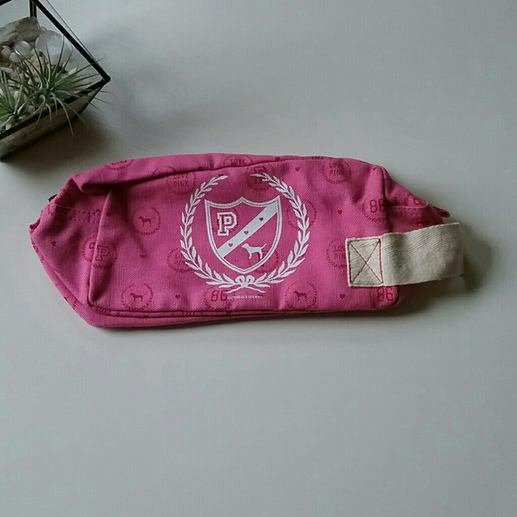 VS PINK | Y2K Pink Adorable Canvas Logo Cosmetic Bag - Picture 8 of 11